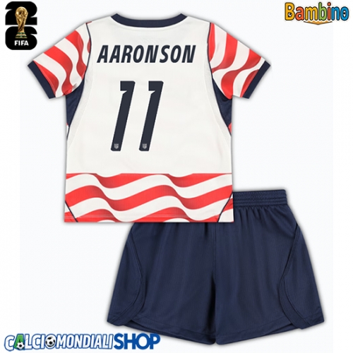 Maglie da calcio Stati Uniti Brenden Aaronson #11 Prima Maglia Bambino Mondiali 2026  Manica Corta + Pantaloni corti)